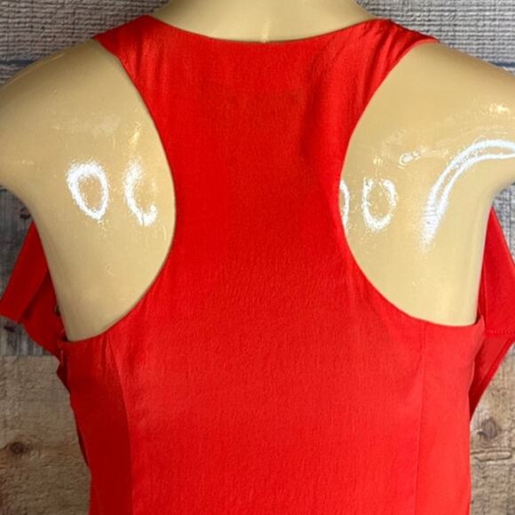 Greylin 100% Silk Racerback Sleeveless Ruffle Dress Orange Red Size Small - Picture 6 of 10